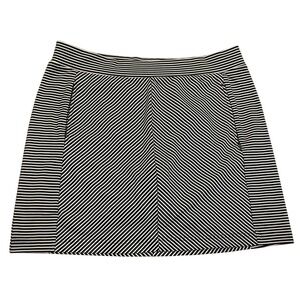 T by Talbots Black White Striped Mini Skirt L Lined Pockets Career